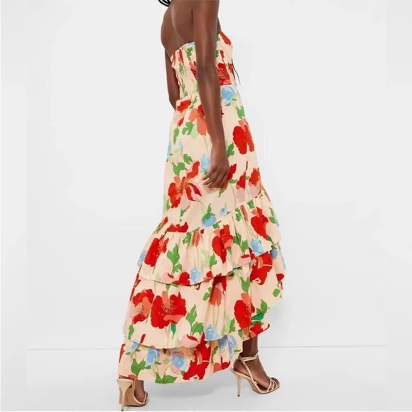 Tukernuck Hyacinth House Red Multi Floral Strapless Malory Dress Size XS - Picture 2 of 10